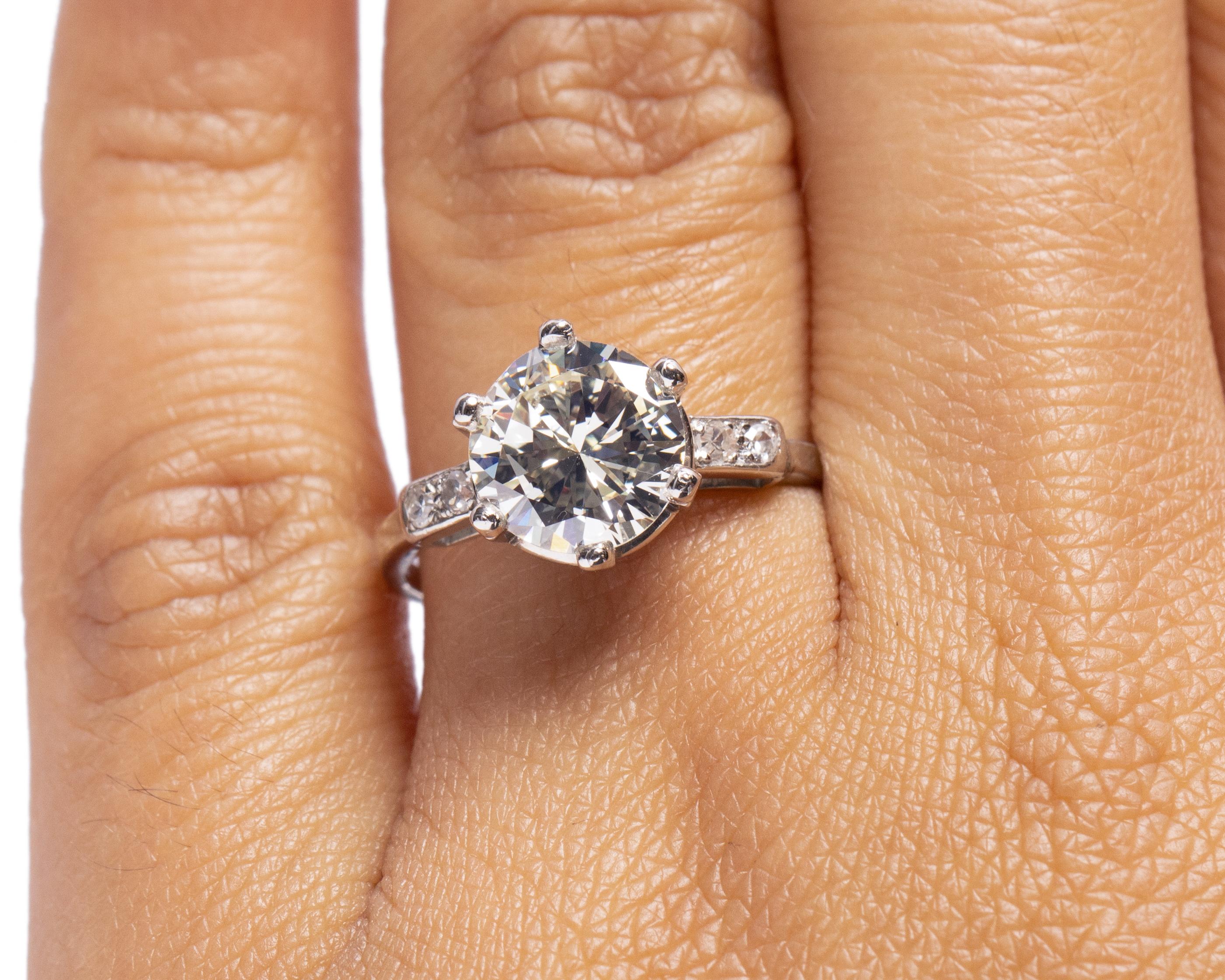 Women's Late Art Deco GIA 2.0 Carat Transitional Cut Diamond Platinum Solitaire Ring