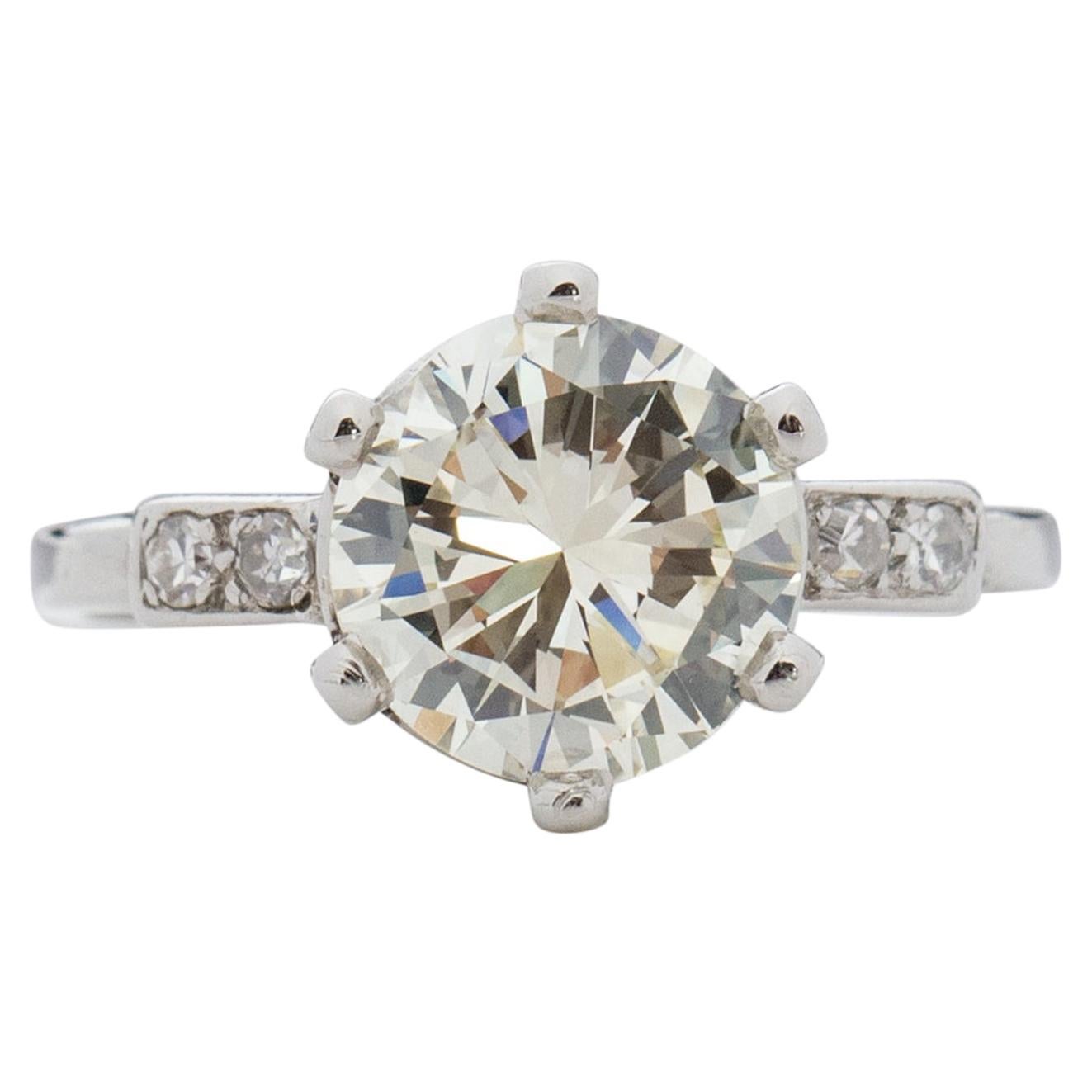Late Art Deco GIA 2.0 Carat Transitional Cut Diamond Platinum Solitaire Ring