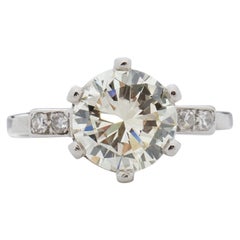Late Art Deco GIA 2.0 Carat Transitional Cut Diamond Platinum Solitaire Ring