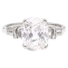 Late Art Deco GIA 2.12 Carat Vintage Cushion Cut Diamond Engagement Ring