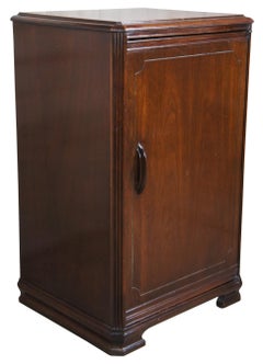 Late Art Deco Mahogany Continental Record Cabinet Side Table Turntable Stand