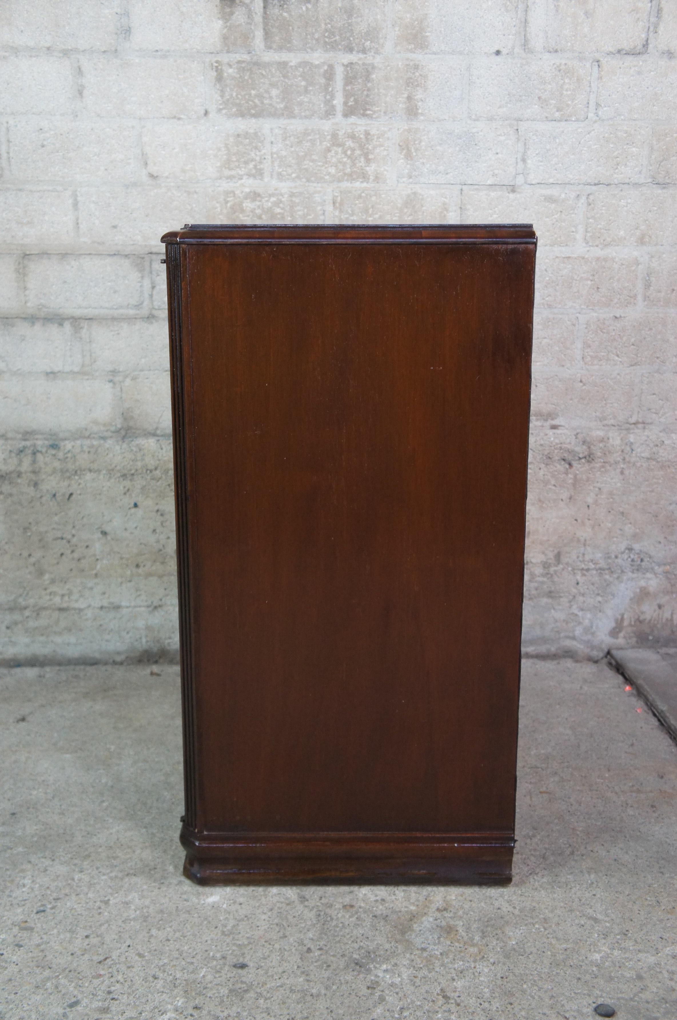 Mid-20th Century Late Art Deco Mahogany Continental Record Cabinet Side Table Turntable Stand