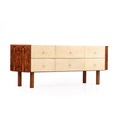 Late Art Deco / Mid Century Modern Parchment & Rosewood Sideboard, C. 1960.