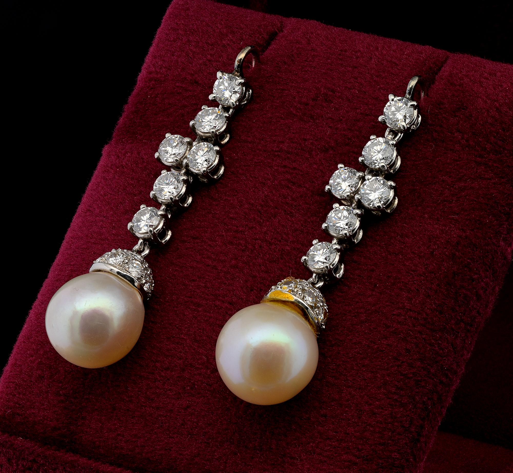 ART OF PEARLS Boucles d'oreilles Night & Day en perles 8.0 Ct Diamond Flower en vente 4