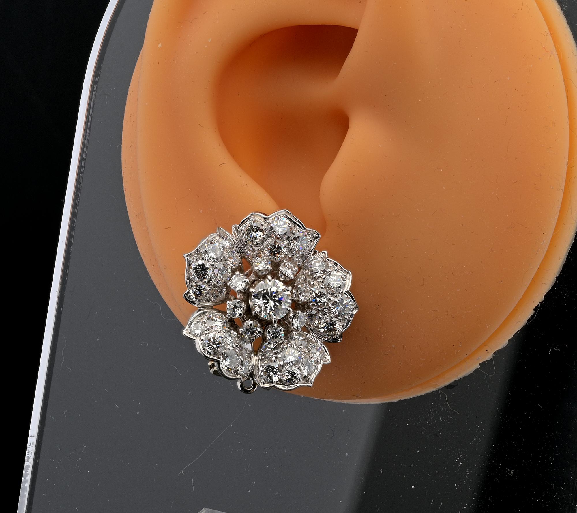 ART OF PEARLS Boucles d'oreilles Night & Day en perles 8.0 Ct Diamond Flower en vente 7
