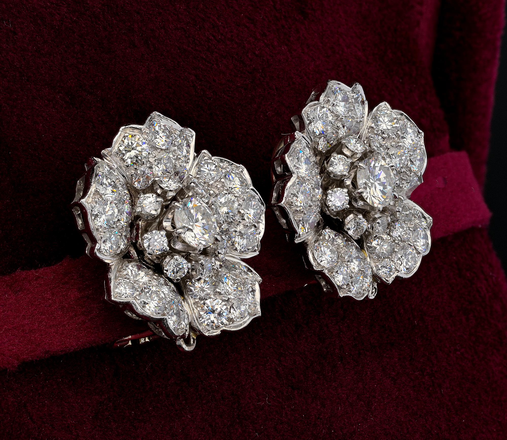 ART OF PEARLS Boucles d'oreilles Night & Day en perles 8.0 Ct Diamond Flower en vente 2