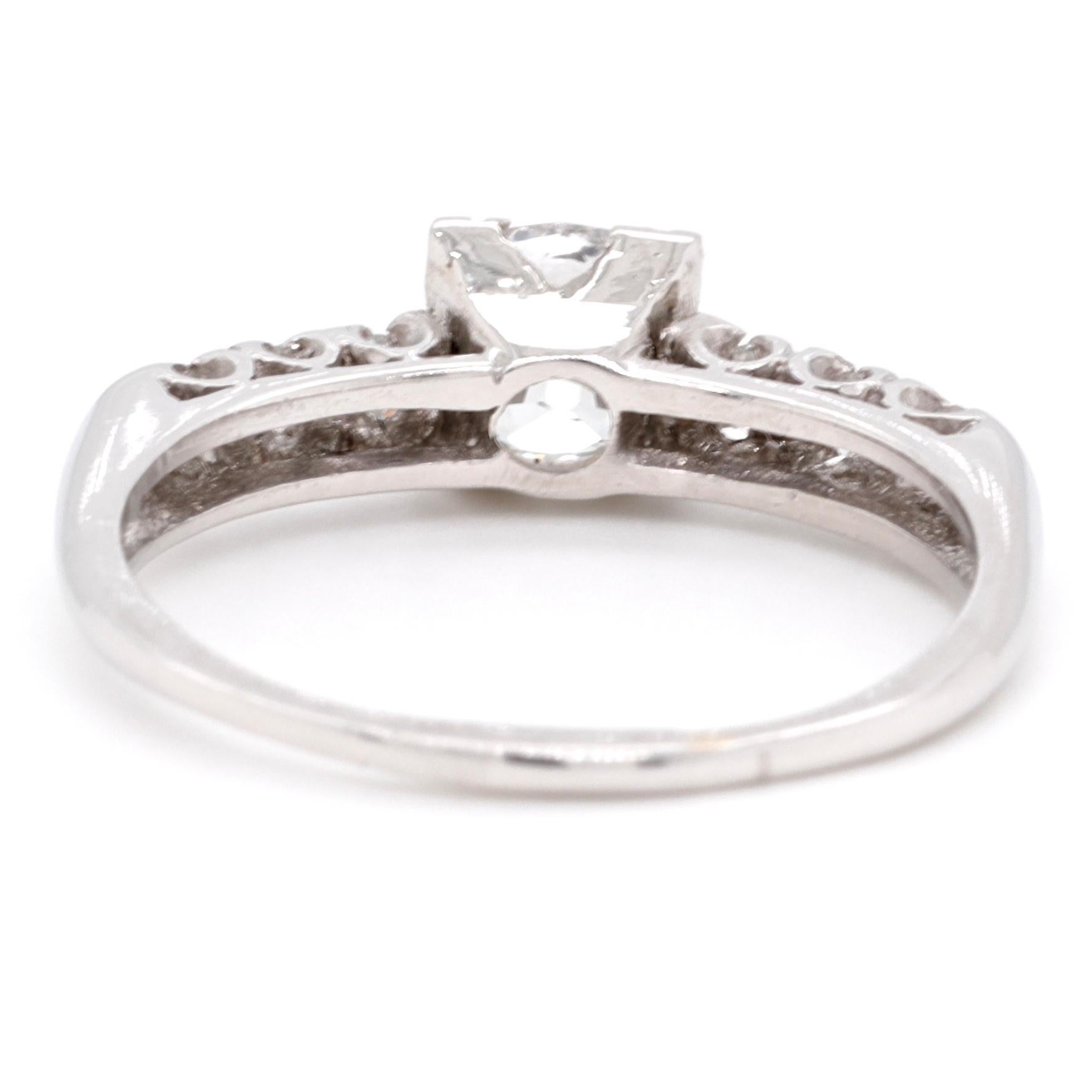 Women's Late Art Deco Old European Cut Diamond Platinum Engagement Ring