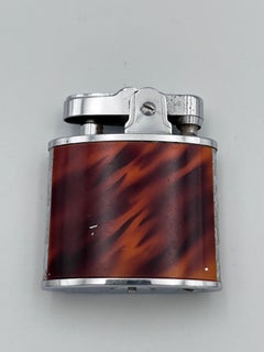 Late Art Deco Paction Enamel Lighter with Enamel and Chrome Thunderbolt Design