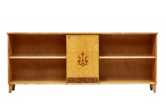 Late Art Deco Scandinavian Birch Inlaid Low Bookcase