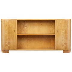 Late Art Deco Scandinavian Elm Low Bookcase
