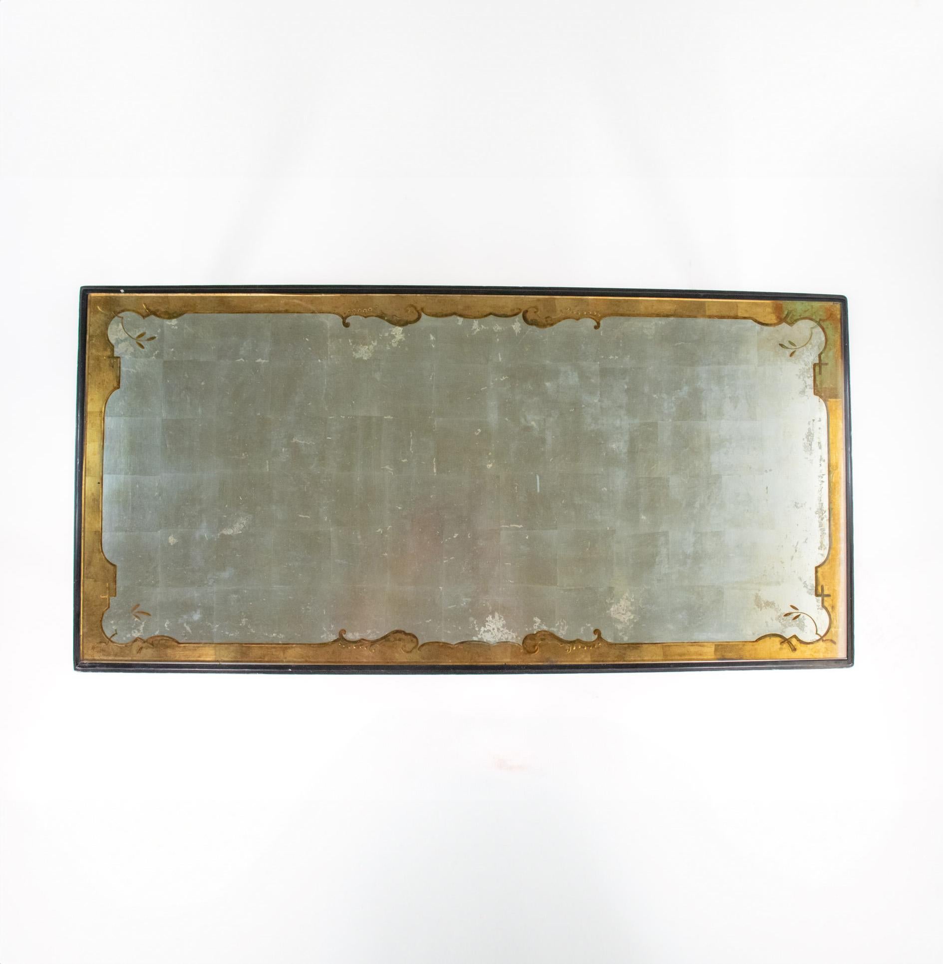French Late Art Deco Silver and Gold Leaf Coffee Table Attributed to Maison Jansen