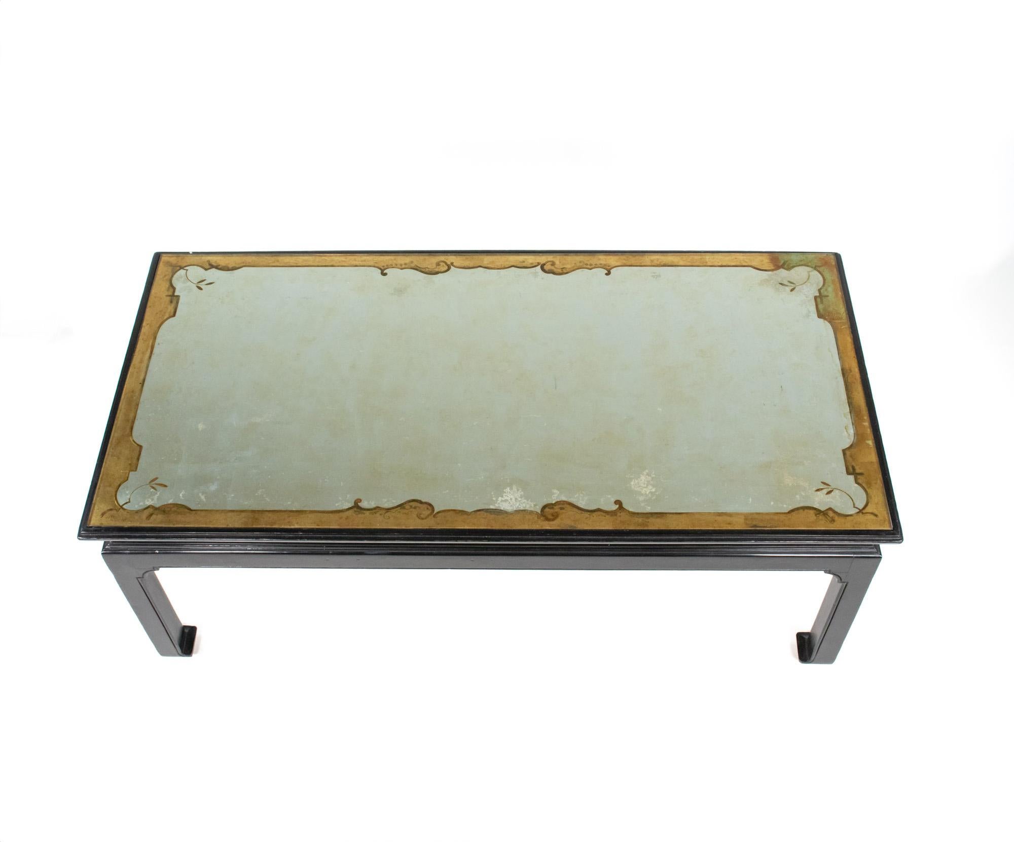 Hand-Crafted Late Art Deco Silver and Gold Leaf Coffee Table Attributed to Maison Jansen