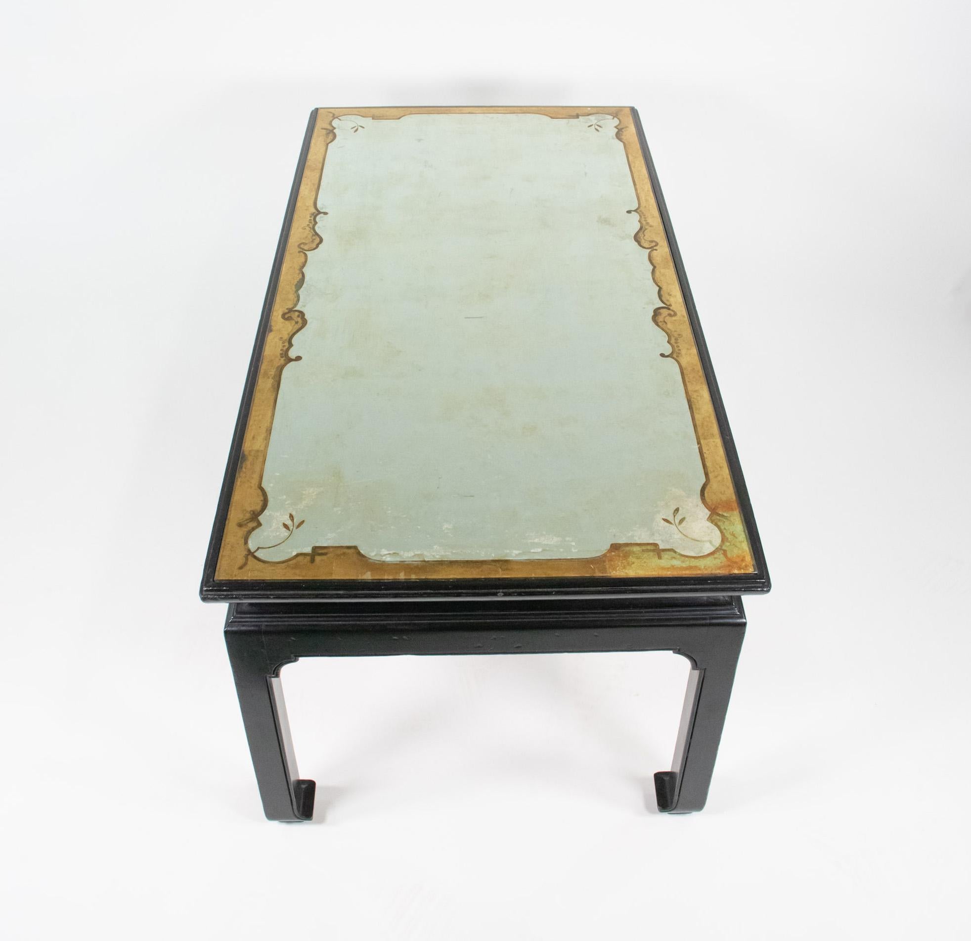 Late Art Deco Silver and Gold Leaf Coffee Table Attributed to Maison Jansen In Good Condition In Chicago, IL