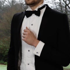 Late Art Deco Star Sapphire Cufflink and Shirt Stud Dress Set in Platinum