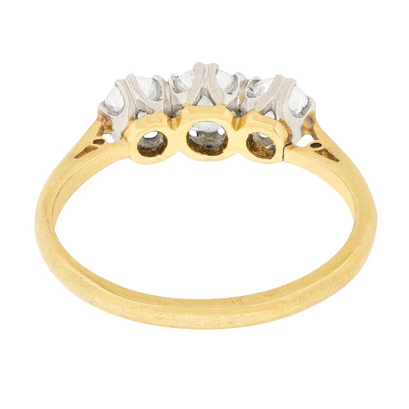 Women's or Men's Late Art Deco Three-Stone Diamond Engagement Ring, circa 1930s