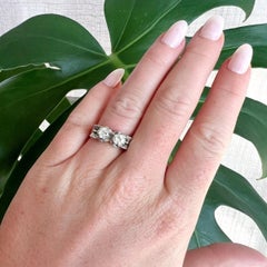 Late Art Deco Toi et Moi Ribbon Diamonds Ring - 1945