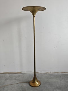 Late Art Deco Trumpet Floor Lamp in Brass, Germany 1950s