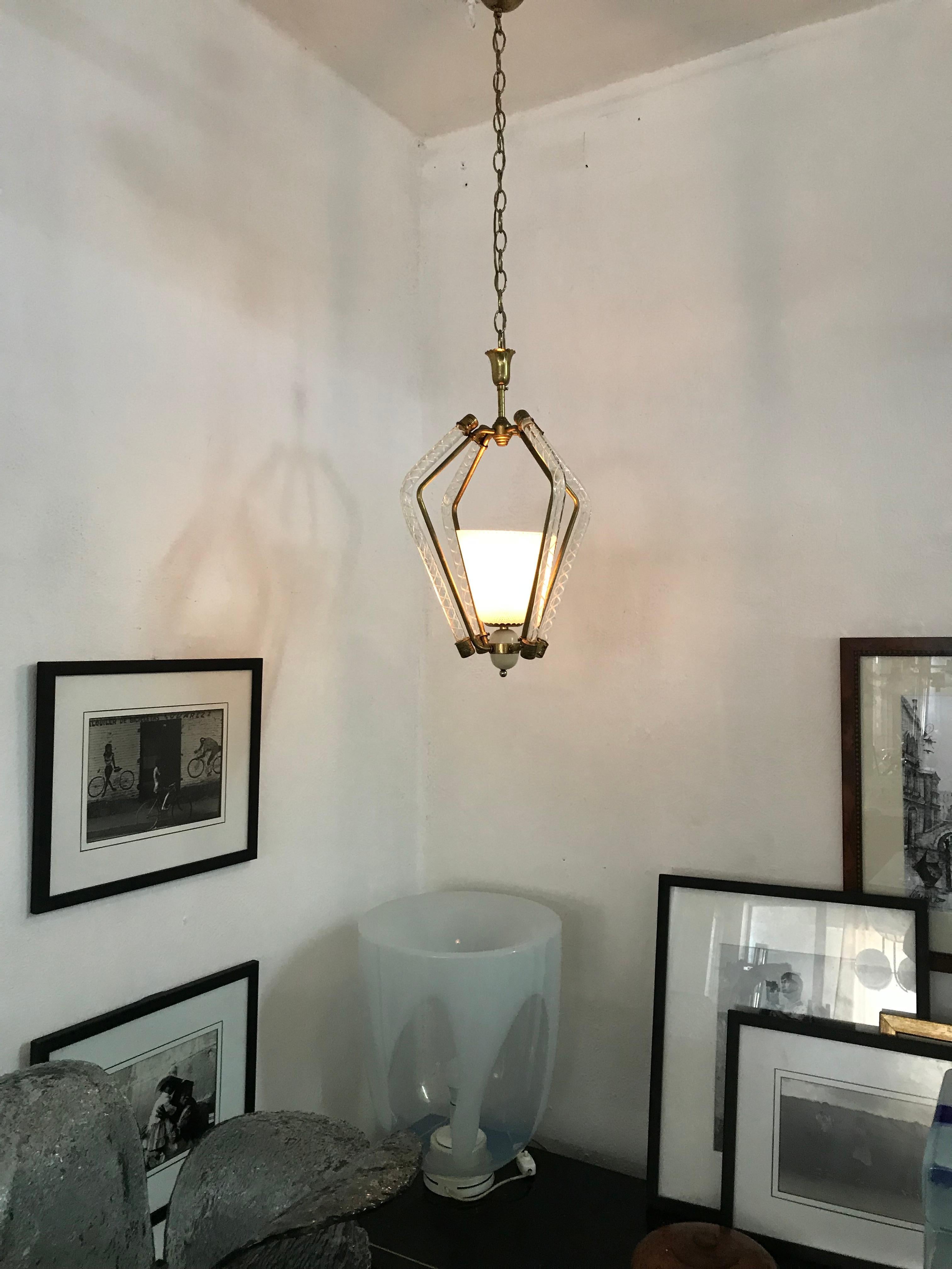 Italian Late Art Deco Venini Lantern in 