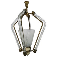 Late Art Deco Venini Lantern in "Filigrana" Murano Glass Carlo Scarpa Attributed