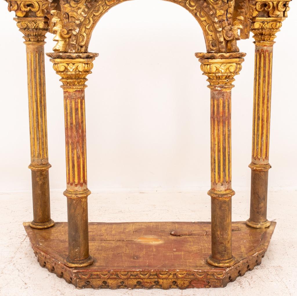 17th Century Late Baroque Giltwood Reredos Fragment, Late 17th C For Sale