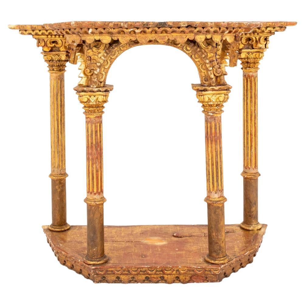 Fragment de retable en bois doré du baroque tardif, fin du XVIIe siècle.
