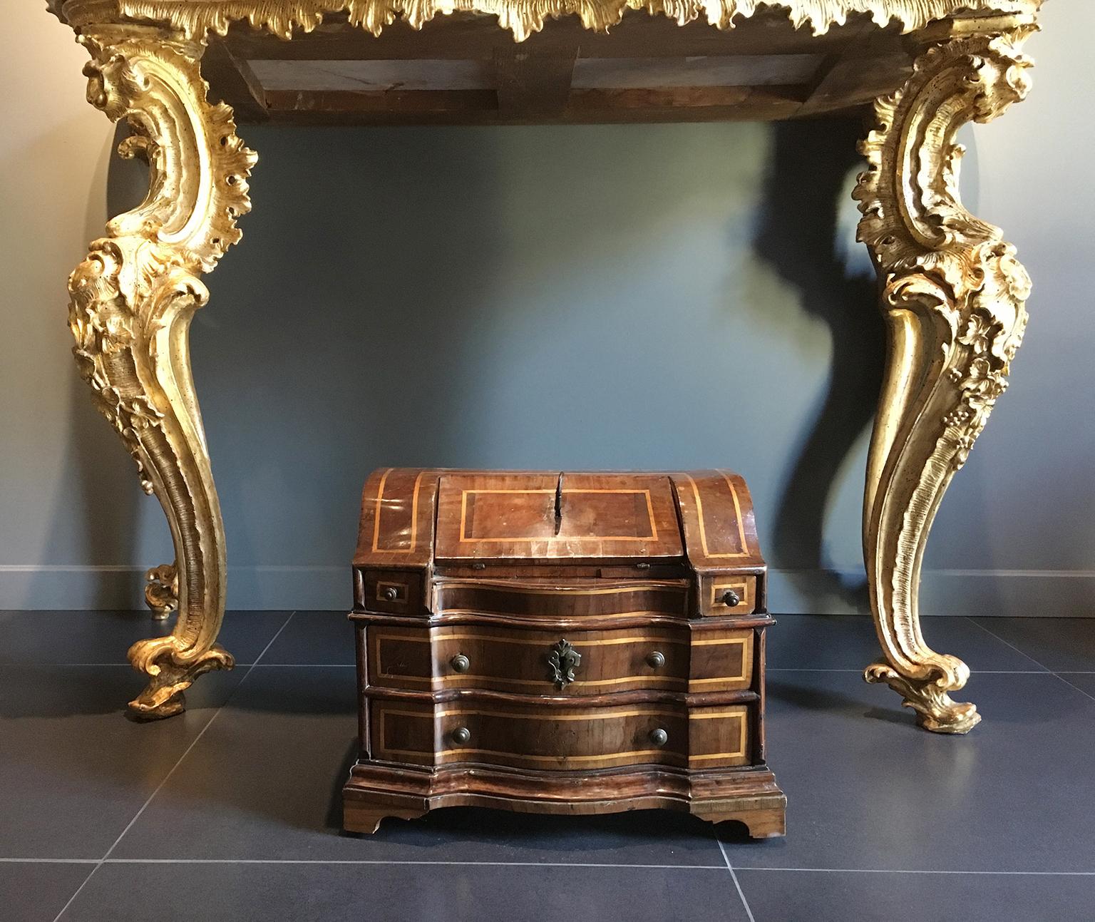 Late Baroque Italian Miniature Model of a Chest of Drawers with Flap, circa 1750 13