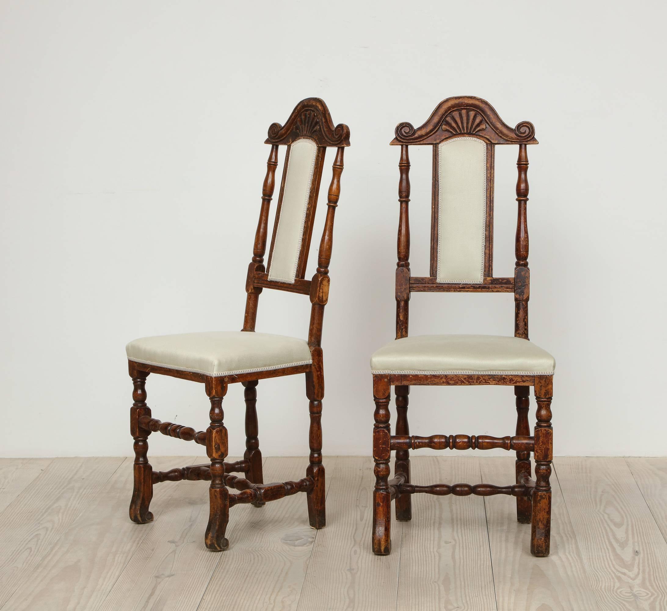 Wood A Pair of Late Baroque Swedish Chairs, Origin: Sweden, Circa 1750-1760