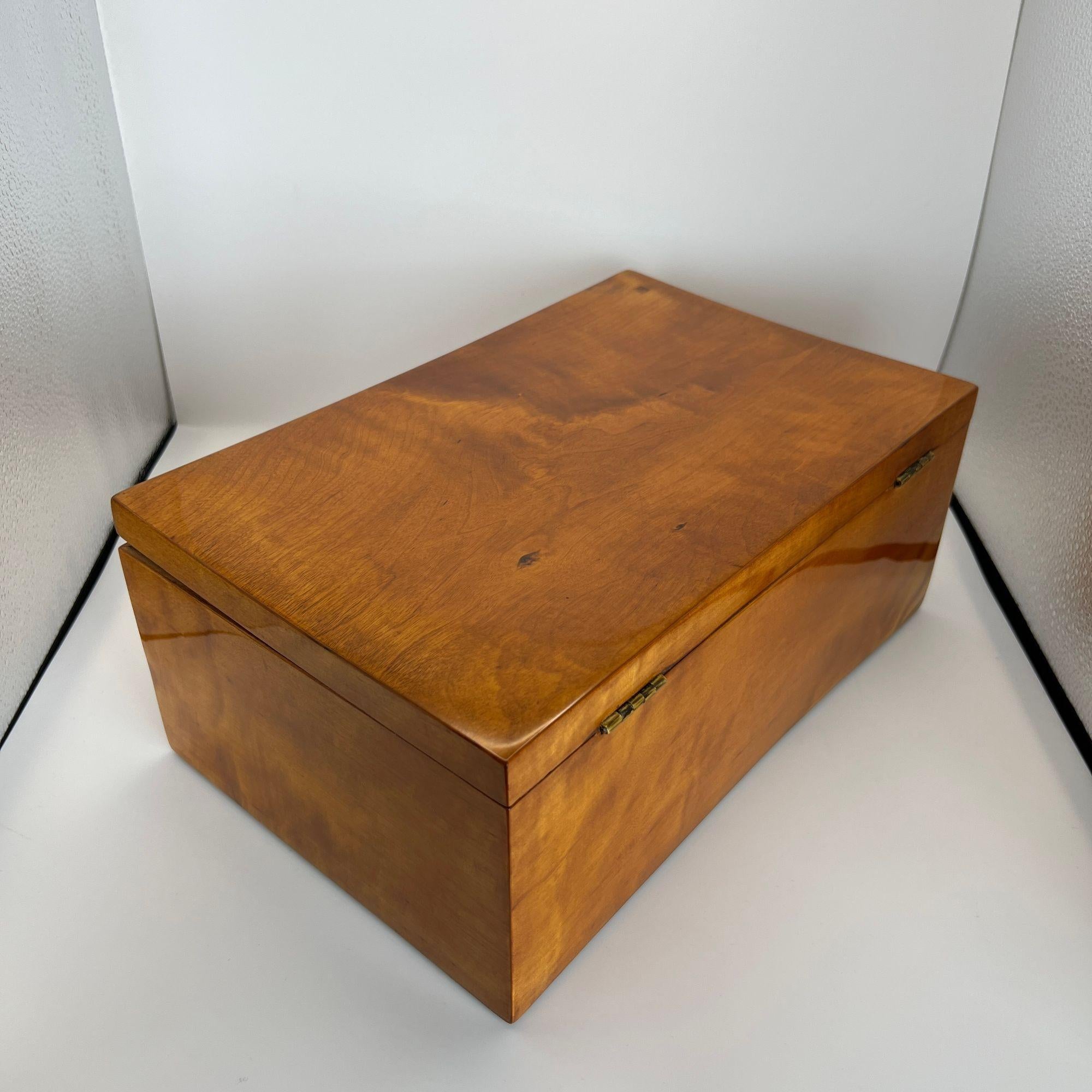 Late Biedermeier Box, Birch Solid Wood, Northern Germany, circa 1840 For Sale 4