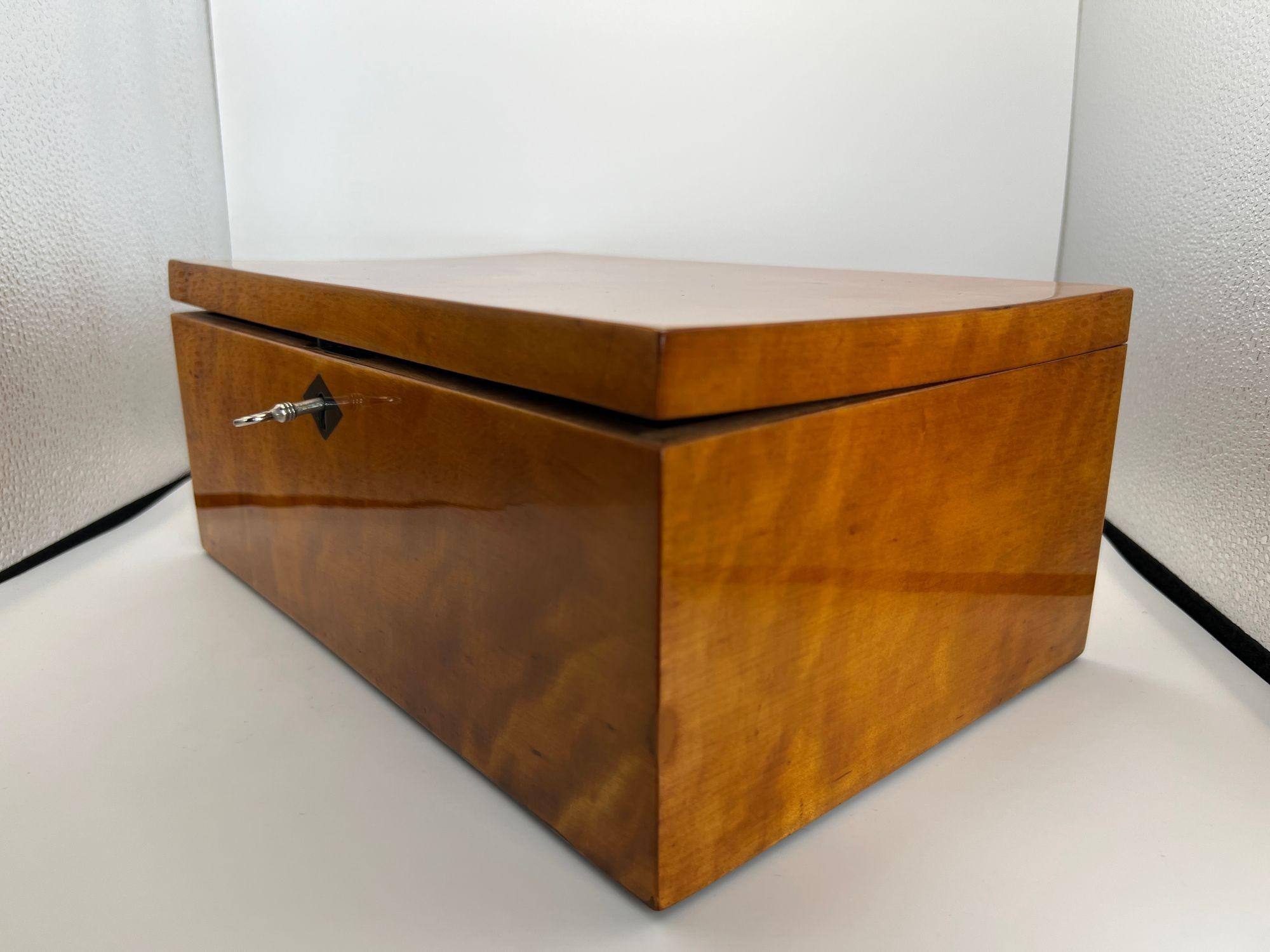 Late Biedermeier Box, Birch Solid Wood, Northern Germany, circa 1840 For Sale 5