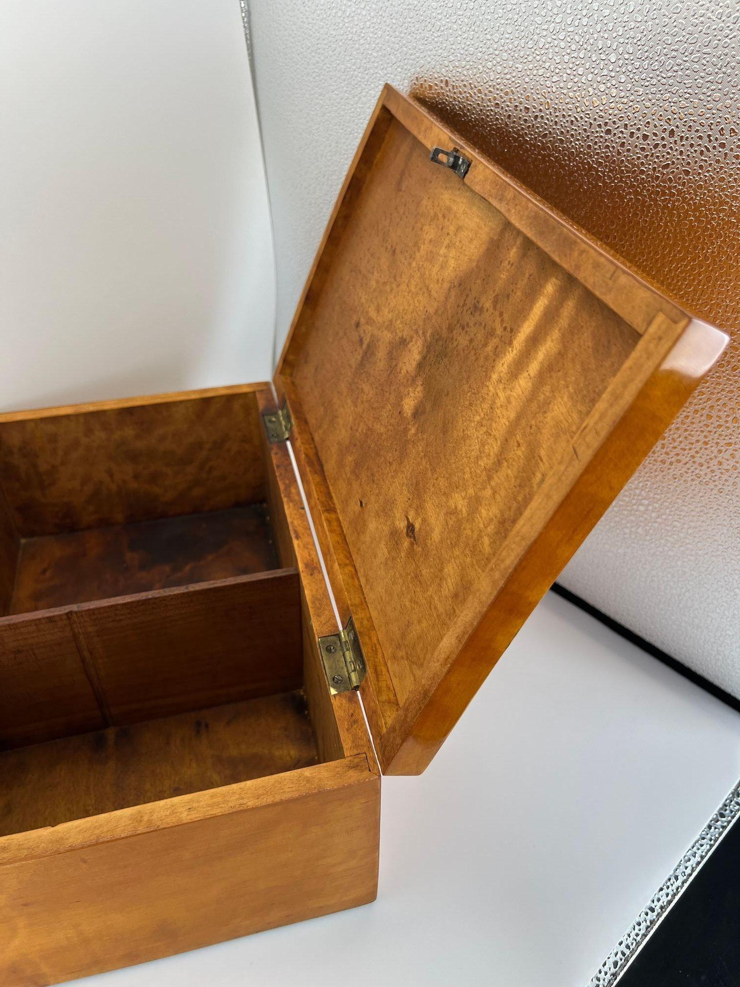 Late Biedermeier Box, Birch Solid Wood, Northern Germany, circa 1840 For Sale 13