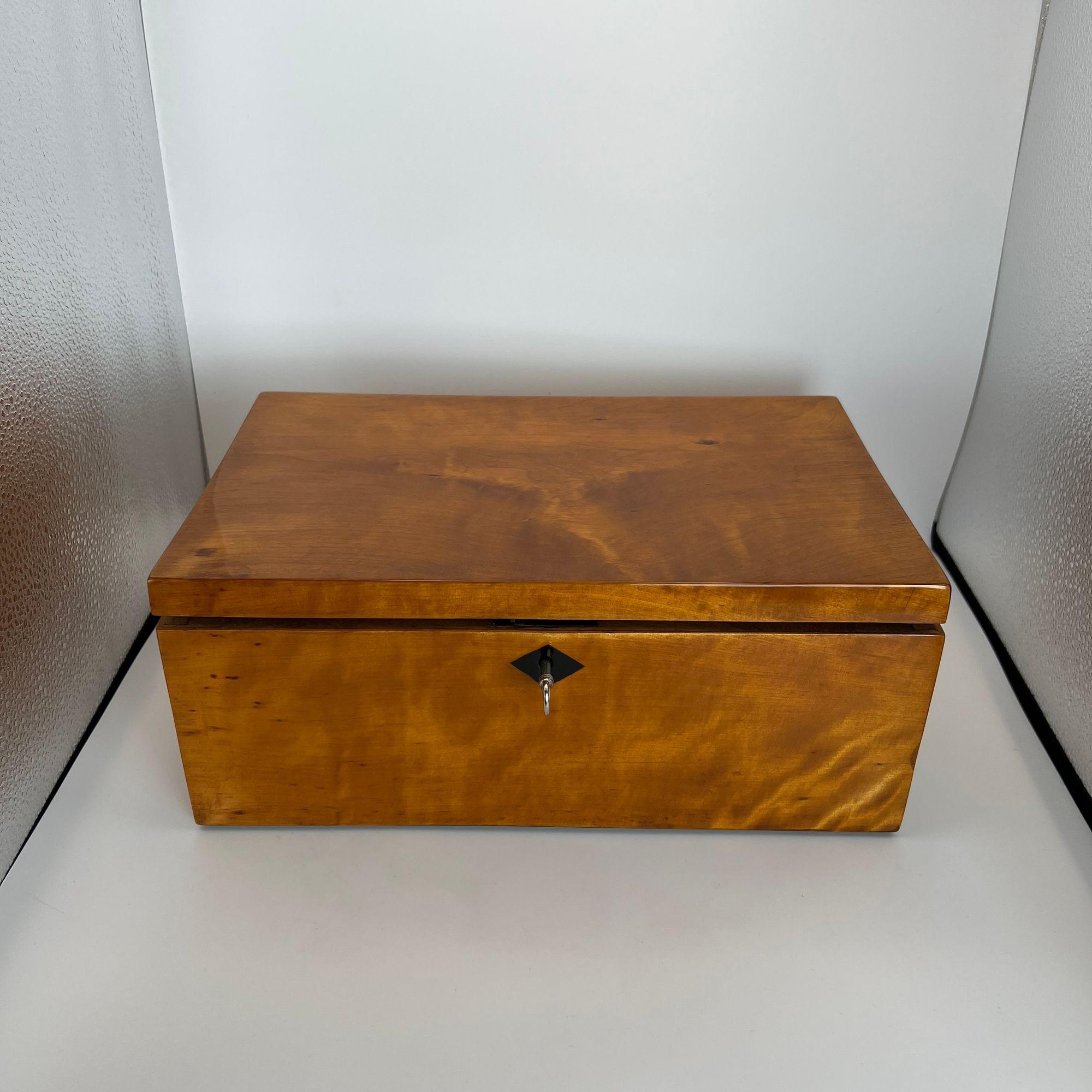 Late Biedermeier Box, Birch Solid Wood, Northern Germany, circa 1840 For Sale 2
