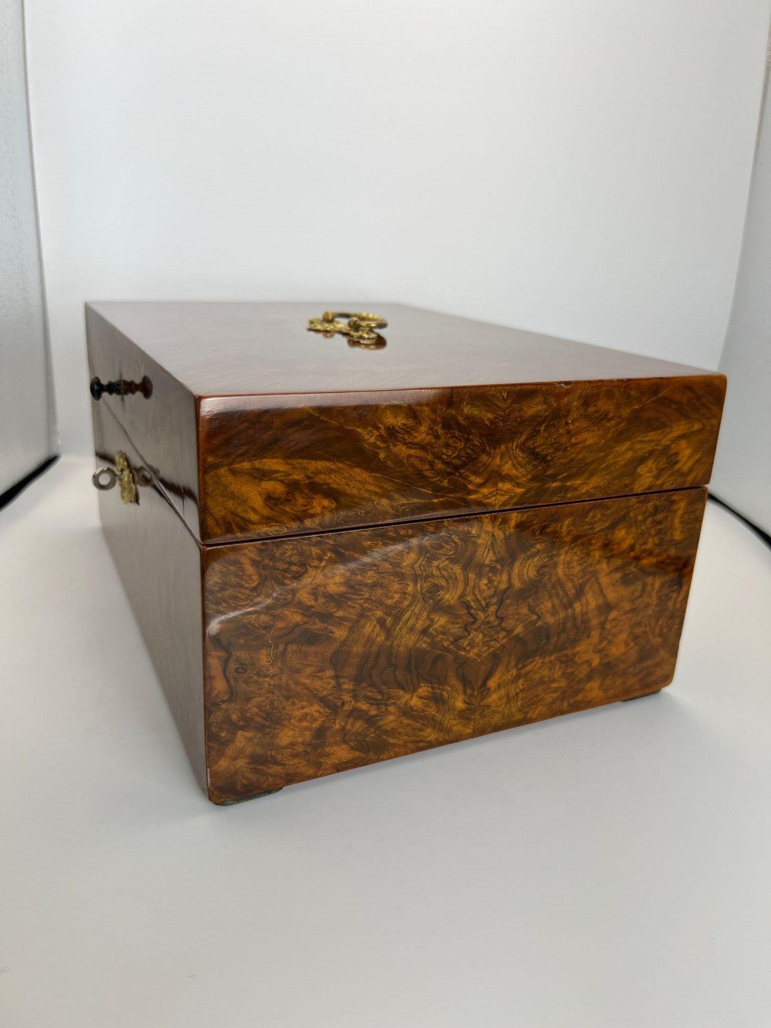 Late Biedermeier Box, Walnut and Walnut Burl, Austria circa 1850 For Sale 9