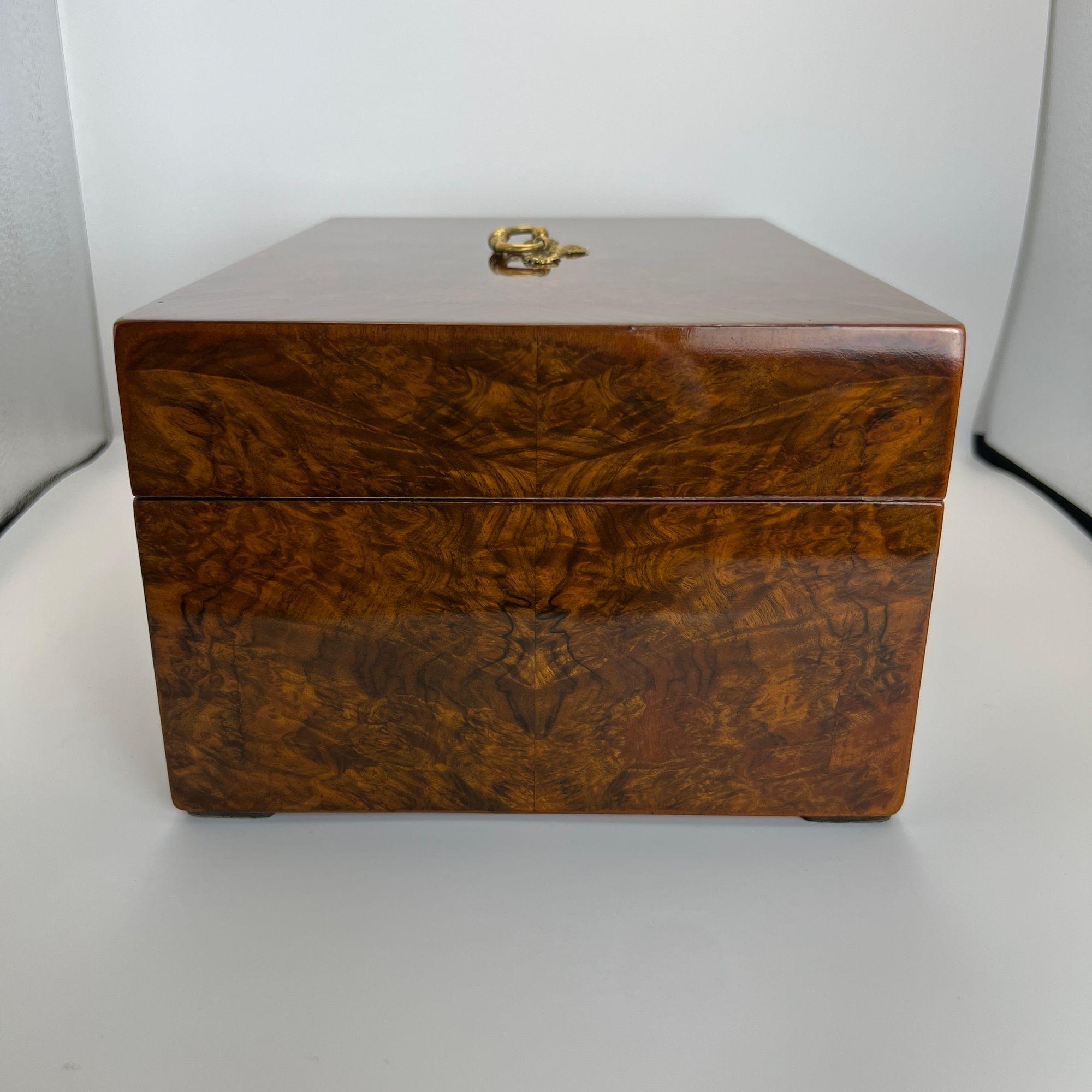 Polished Late Biedermeier Box, Walnut and Walnut Burl, Austria circa 1850 For Sale