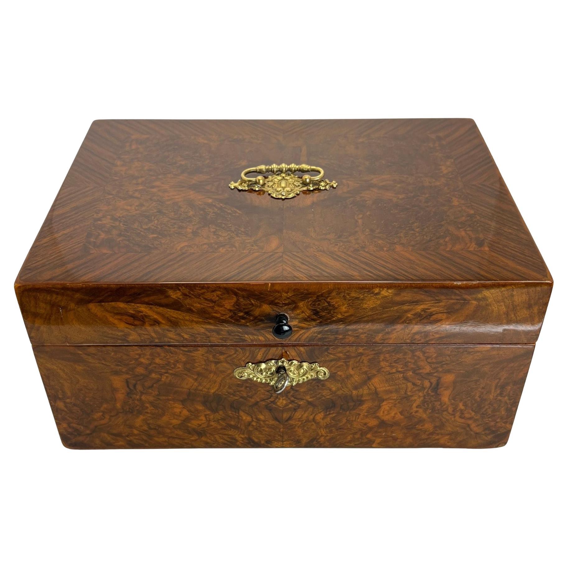 Late Biedermeier Box, Walnut and Walnut Burl, Austria circa 1850