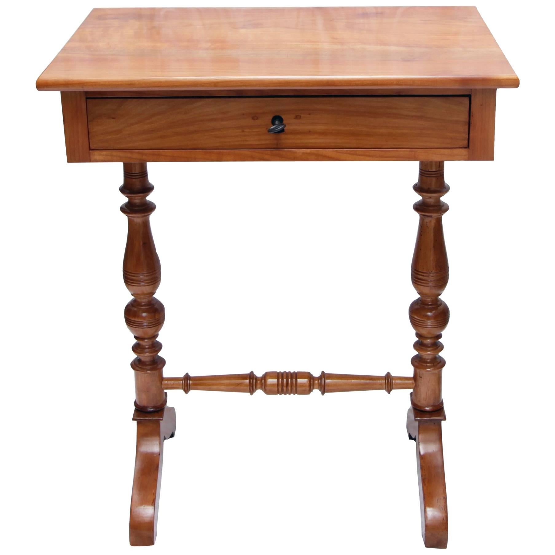 Late Biedermeier / Historicism Sewing / Side Table Made of Solid Cherrywood For Sale