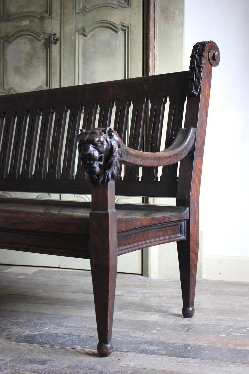 Oak Late 19th Century French Hall Bench For Sale