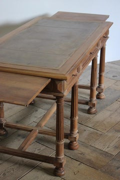 Late 19th Century French Napoleon III Walnut Desk with Brushing Slides
