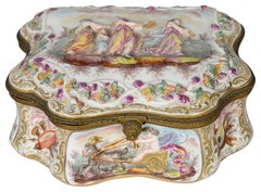Late C19th Porcelain Jewellery Casket.