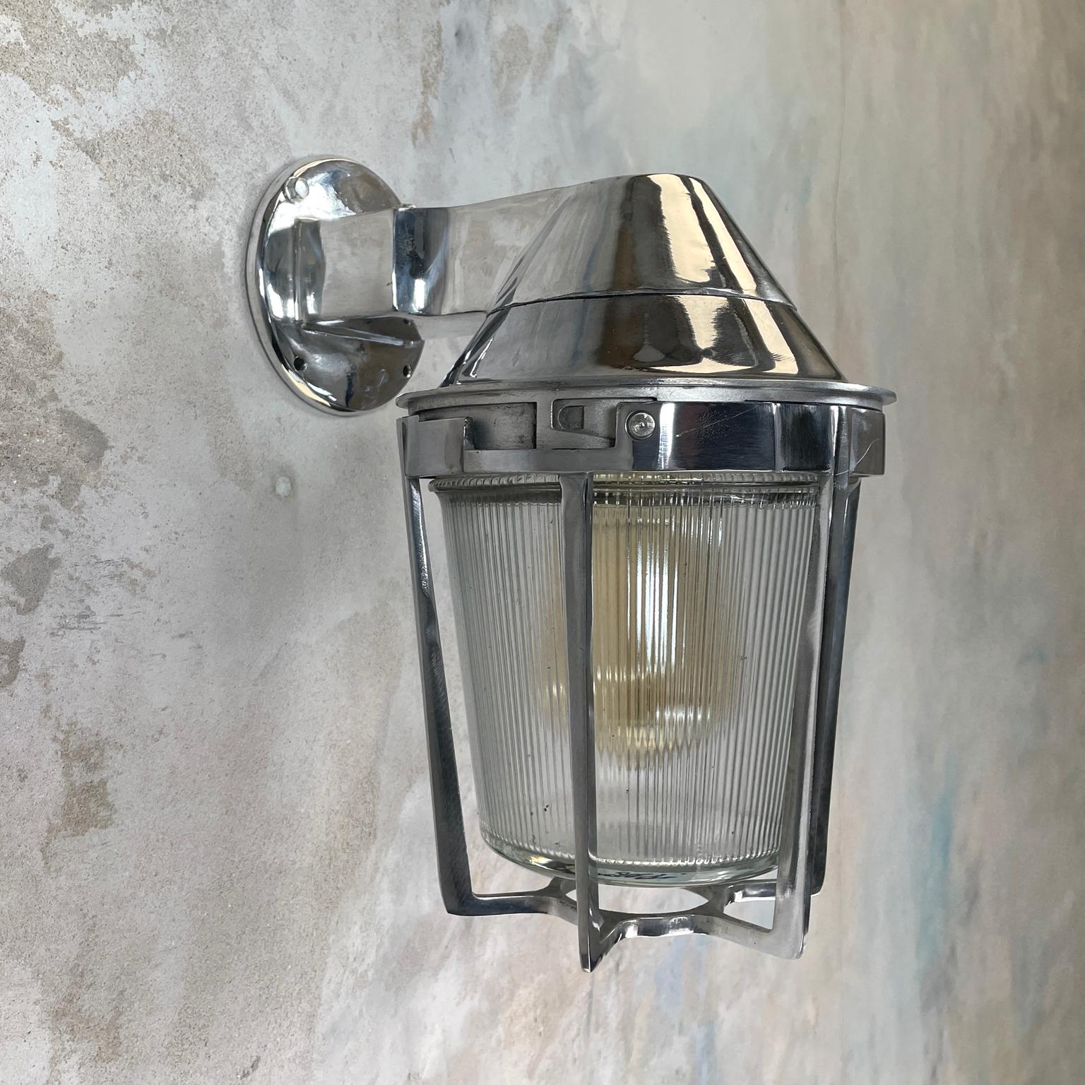 Late Century American Cast Aluminum Sconce, Appleton Electric, Prismatic Glass 6