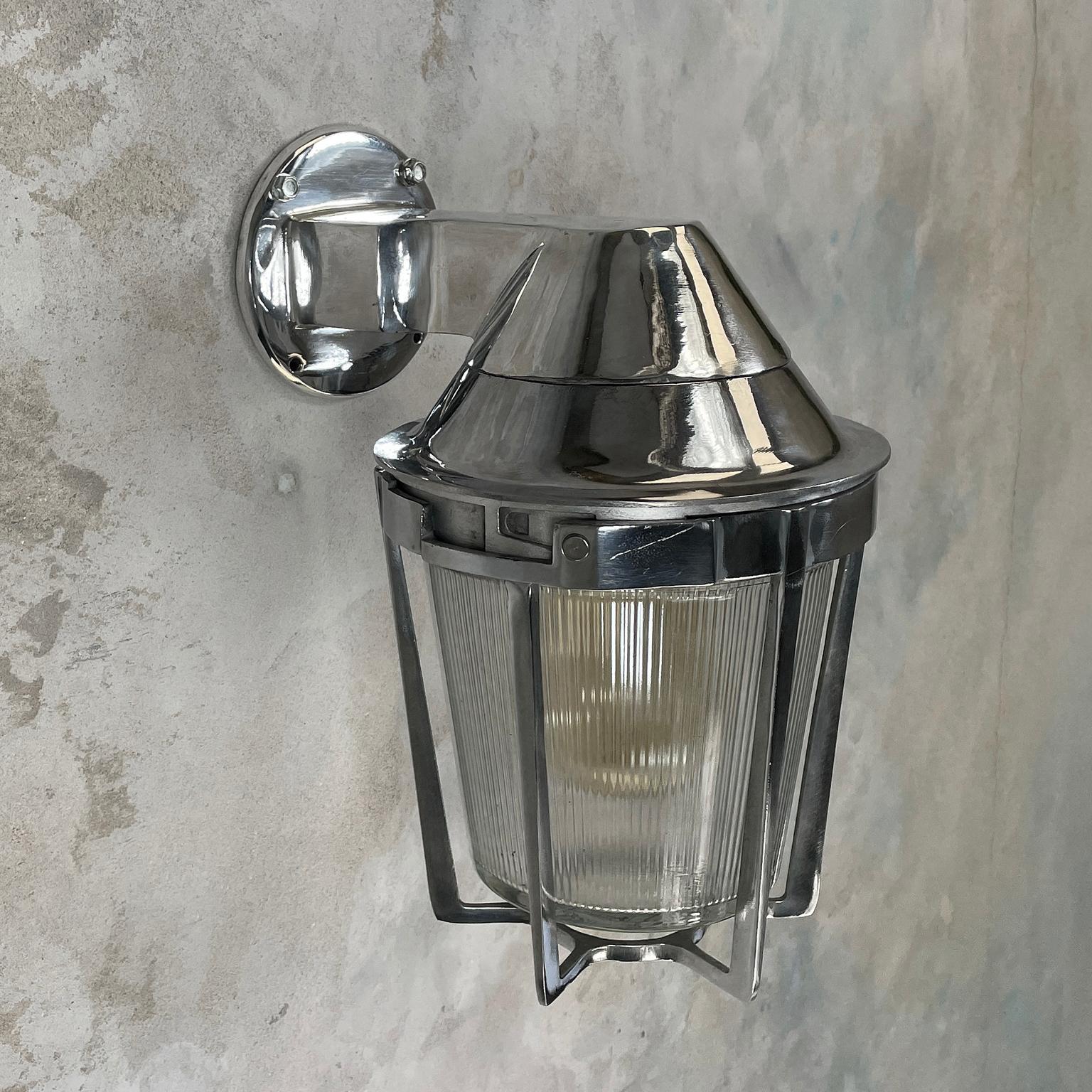 Late Century American Cast Aluminum Sconce, Appleton Electric, Prismatic Glass 8