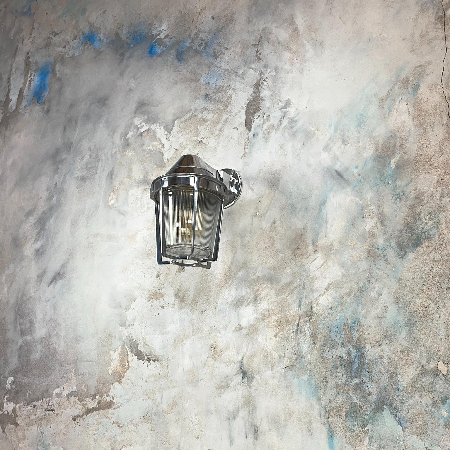 Industrial Late Century American Cast Aluminum Sconce, Appleton Electric, Prismatic Glass