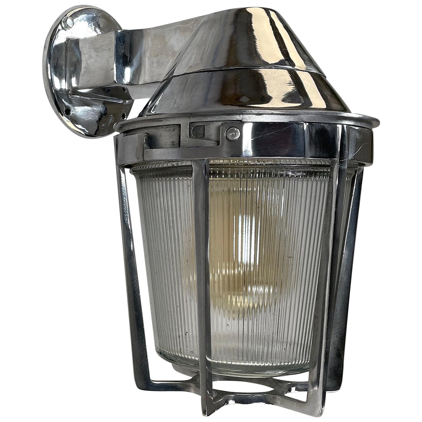 Late Century American Cast Aluminum Sconce, Appleton Electric, Prismatic Glass