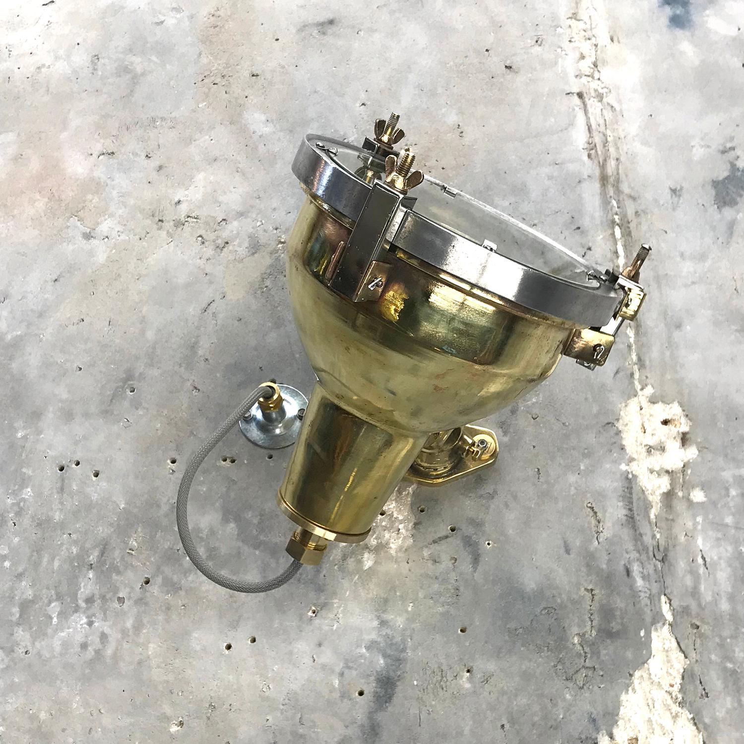 Late Century Cast Brass, Aluminum and Glass Industrial Uplighter or Wall Washer 7