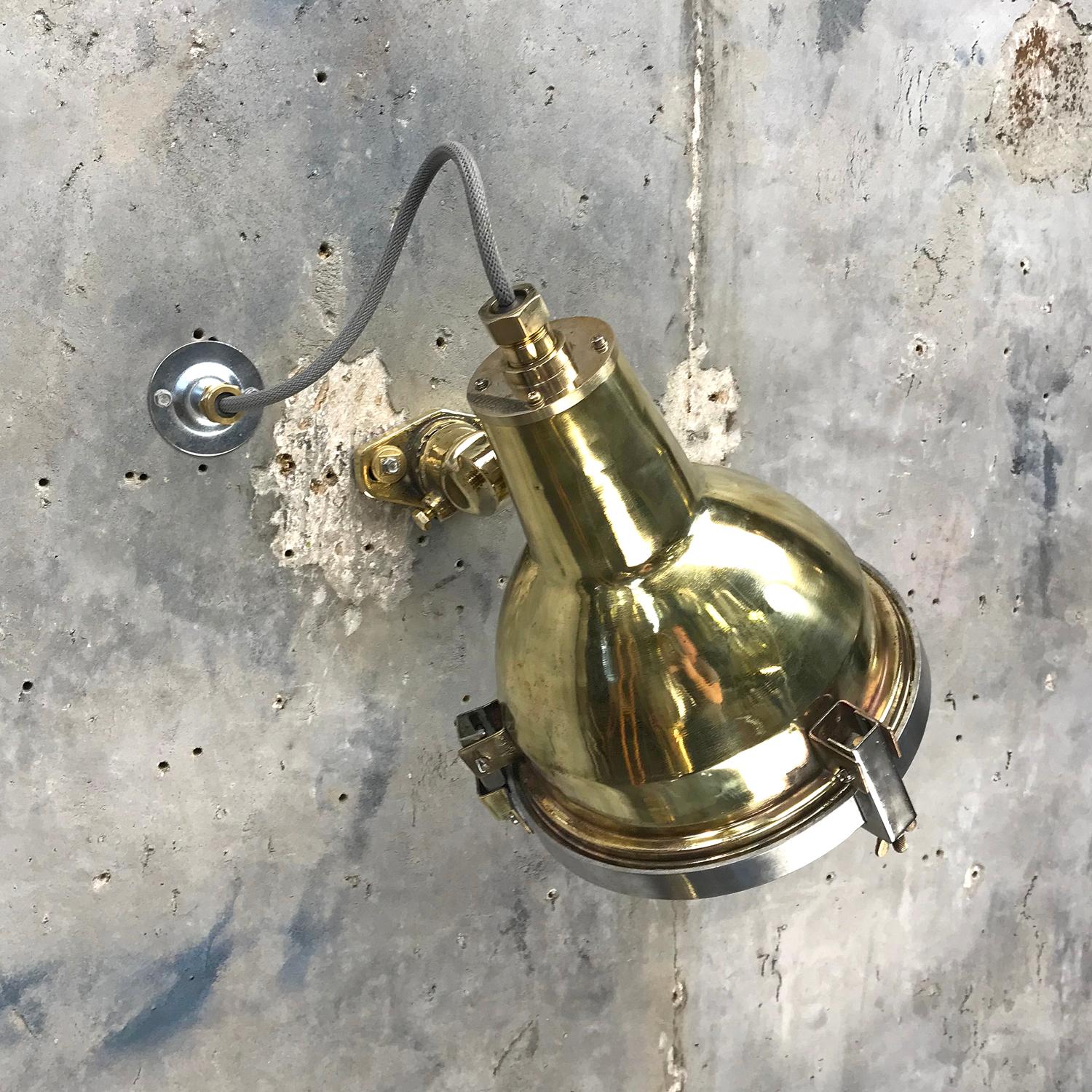 Late Century Cast Brass, Aluminum and Glass Industrial Uplighter or Wall Washer 8