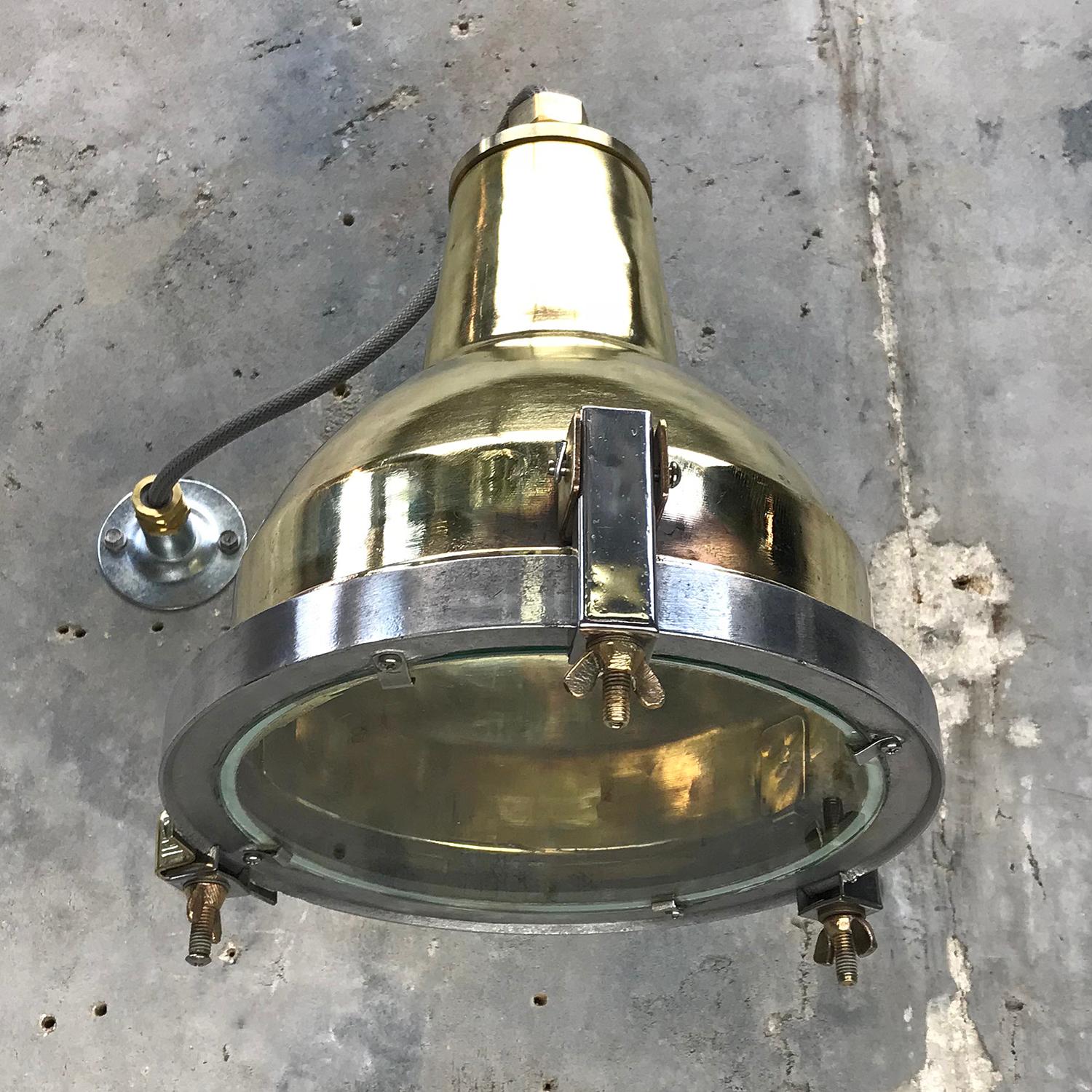 Korean Late Century Cast Brass, Aluminum and Glass Industrial Uplighter or Wall Washer