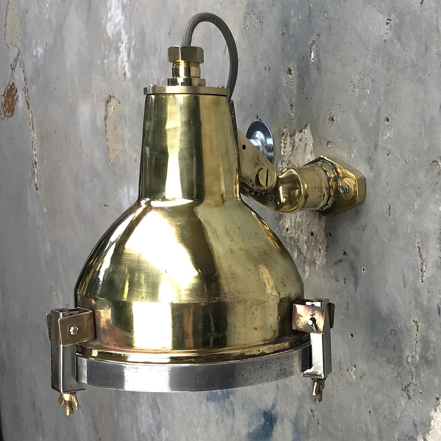 Late 20th Century Late Century Cast Brass, Aluminum and Glass Industrial Uplighter or Wall Washer