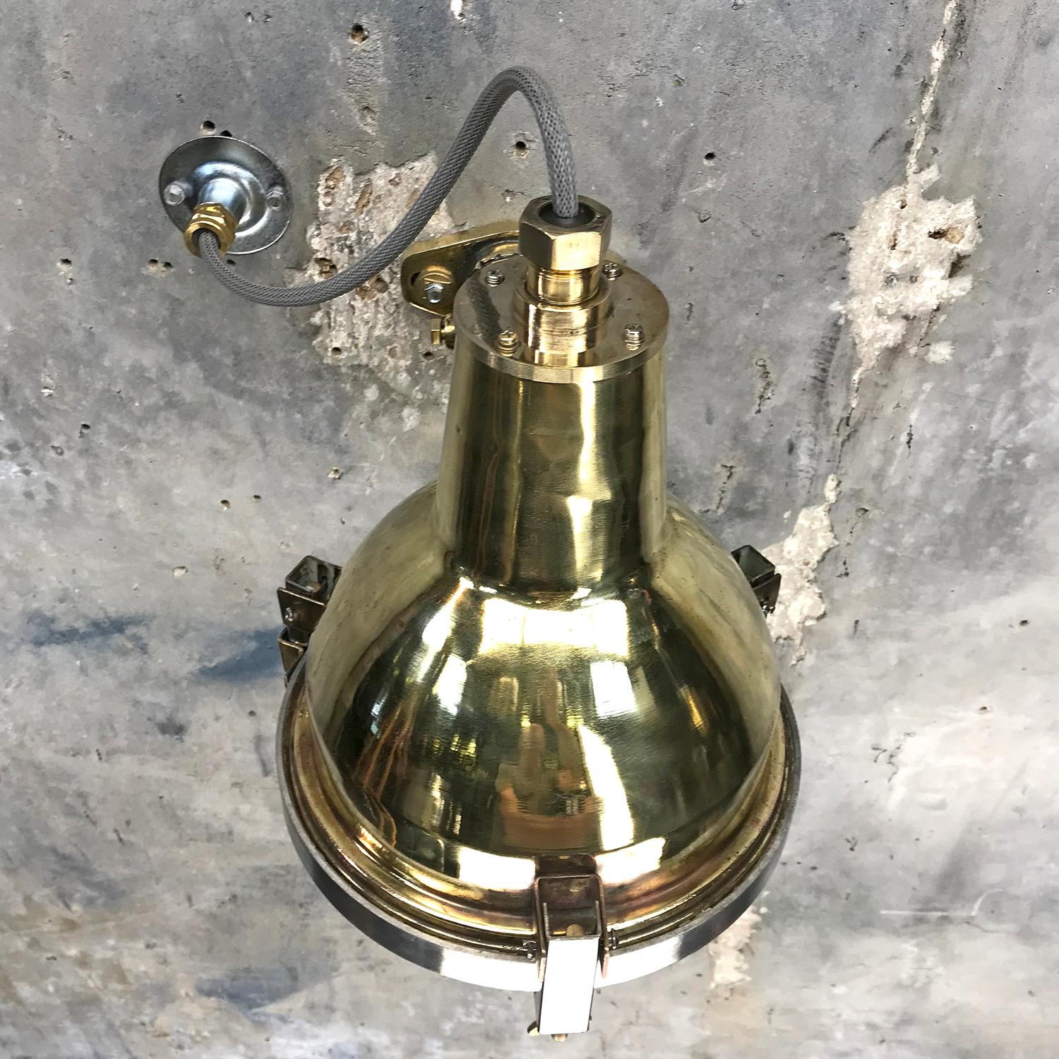 Late Century Cast Brass, Aluminum and Glass Industrial Uplighter or Wall Washer 2
