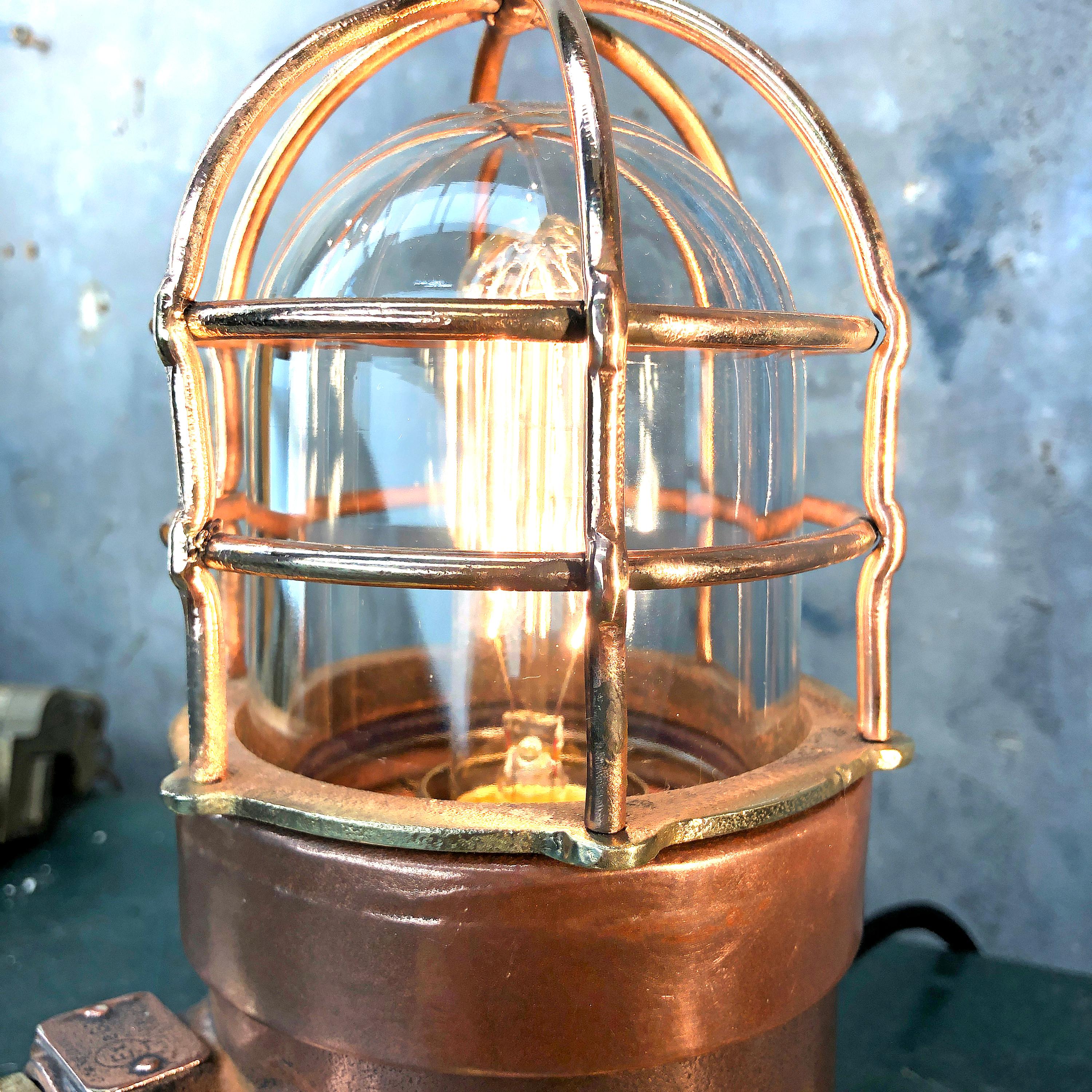 Late Century Copper, Brass and Glass Edison Steampunk Industrial Table Lamp For Sale 3