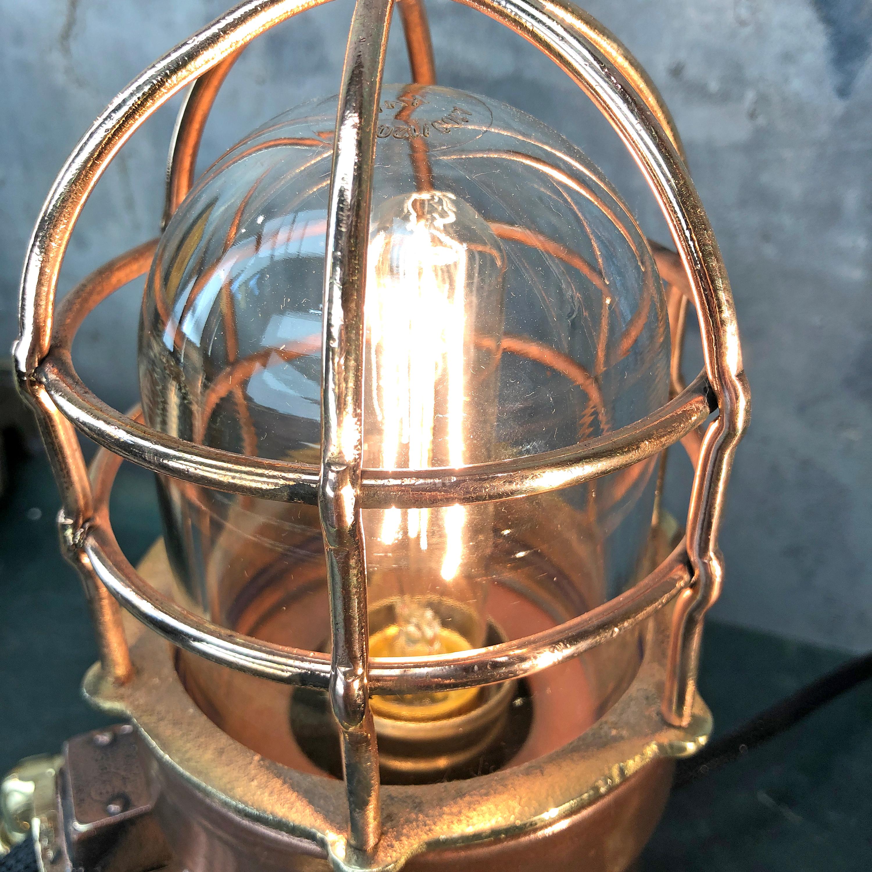 Late 20th Century Late Century Copper, Brass and Glass Edison Steampunk Industrial Table Lamp For Sale