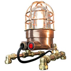 Retro Late Century Copper, Brass and Glass Edison Steampunk Industrial Table Lamp